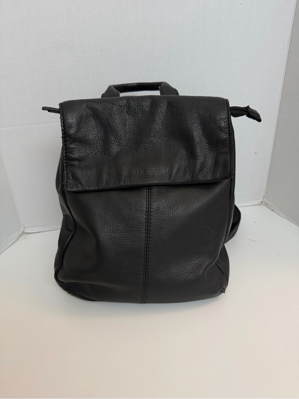 American Leather Co. Liberty Backpack Leather Adjustable Straps Black Medium